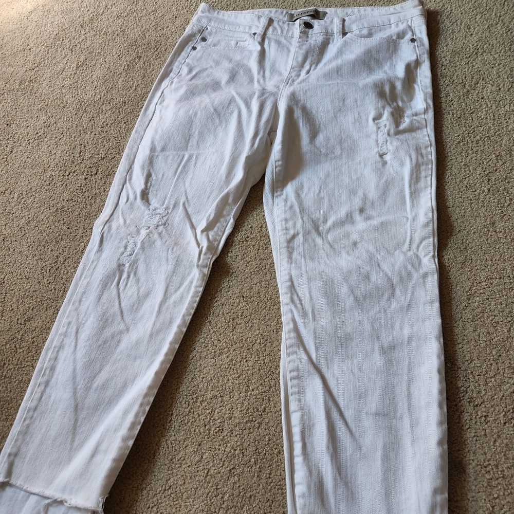 Womens White Cropped Jeans